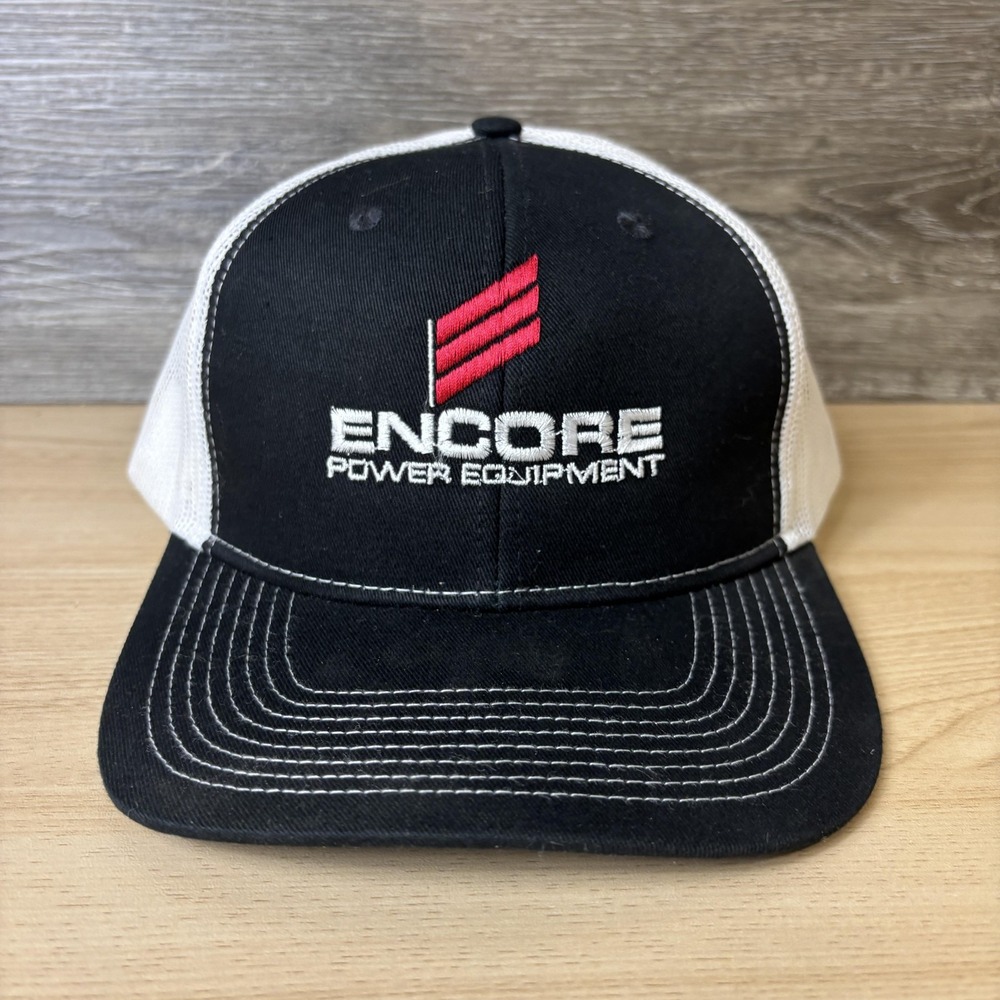 Encore Power Equipment Hat Cap Snap Back Black Trucker Mesh Embroidered Mens